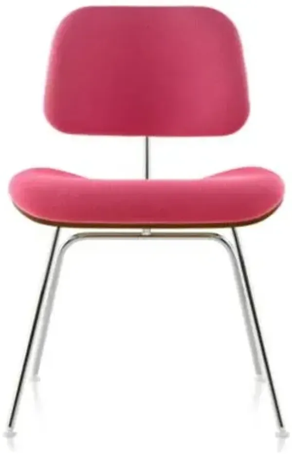 Eames Molded Plywood Dining Chair with Metal Legs, Upholstered