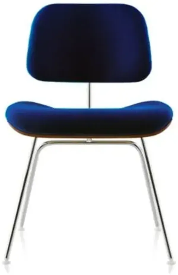 Eames Molded Plywood Dining Chair with Metal Legs, Upholstered