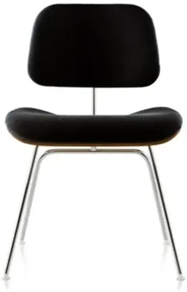 Eames Molded Plywood Dining Chair with Metal Legs, Upholstered