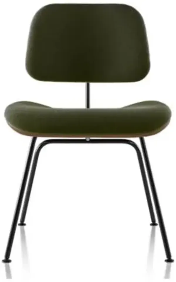 Eames Molded Plywood Dining Chair with Metal Legs, Upholstered