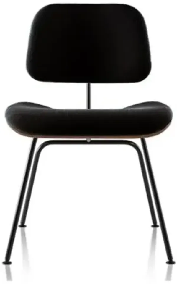 Eames Molded Plywood Dining Chair with Metal Legs, Upholstered