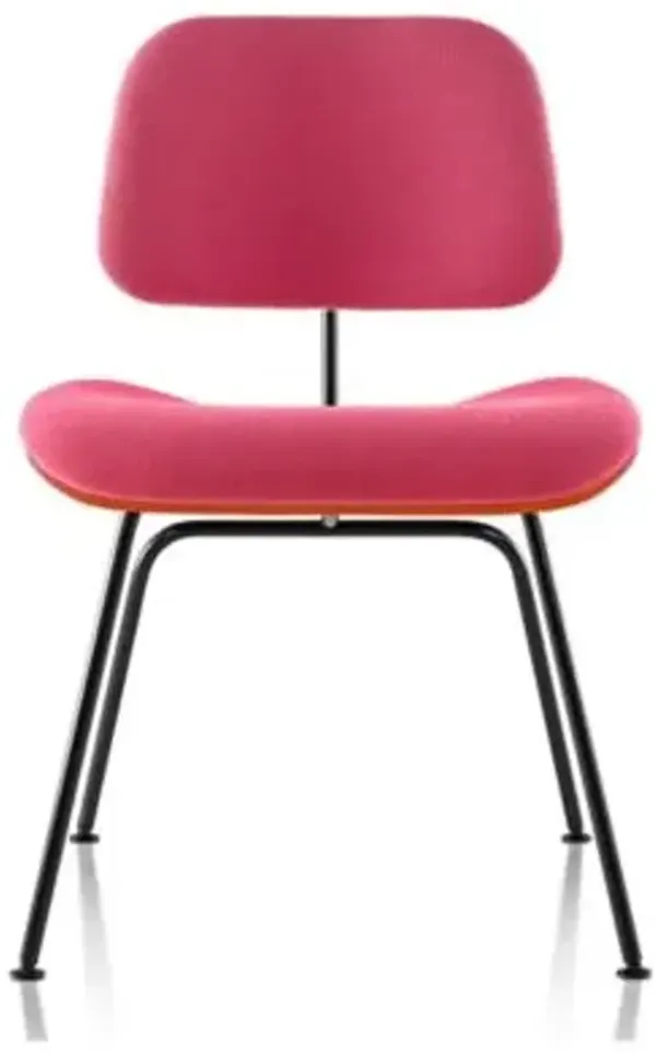 Eames Molded Plywood Dining Chair with Metal Legs, Upholstered