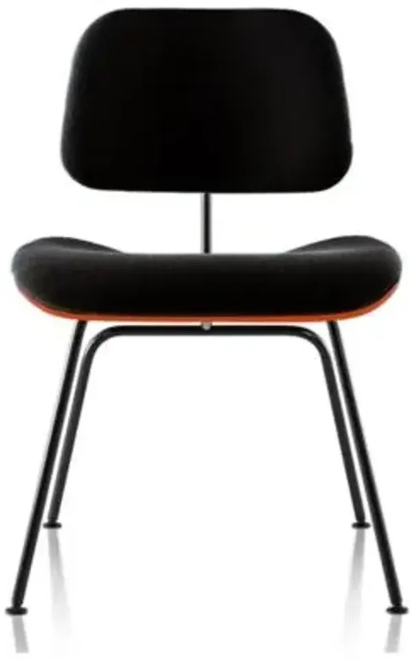 Eames Molded Plywood Dining Chair with Metal Legs, Upholstered