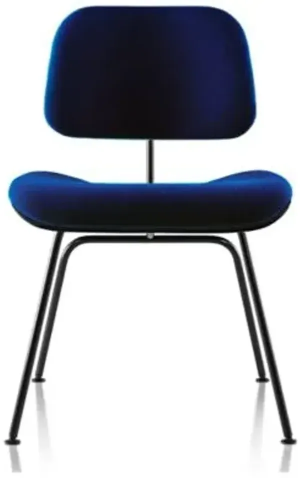 Eames Molded Plywood Dining Chair with Metal Legs, Upholstered