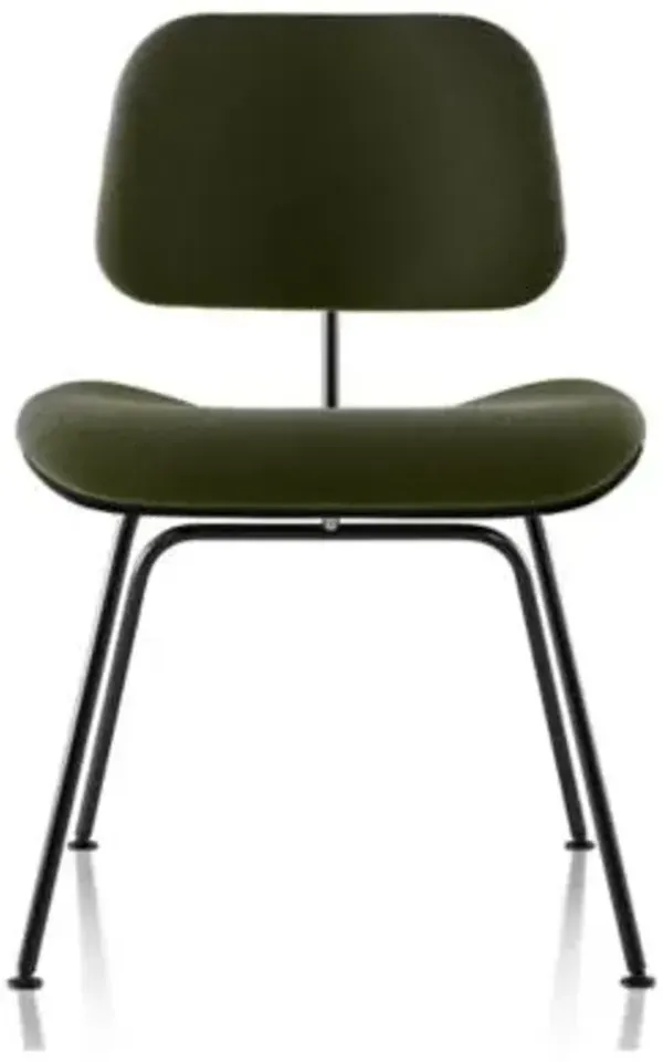 Eames Molded Plywood Dining Chair with Metal Legs, Upholstered
