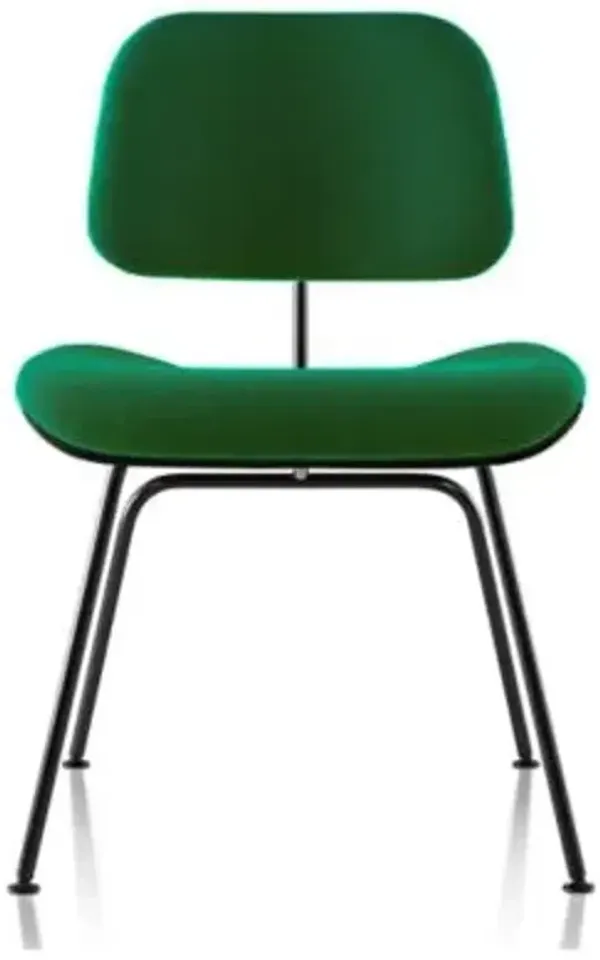 Eames Molded Plywood Dining Chair with Metal Legs, Upholstered