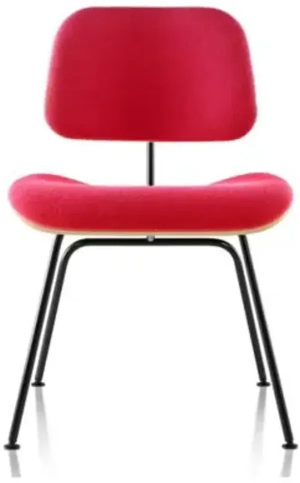 Eames Molded Plywood Dining Chair with Metal Legs, Upholstered