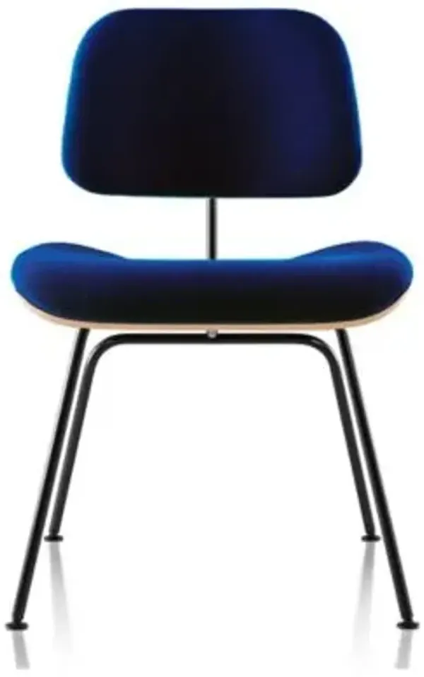 Eames Molded Plywood Dining Chair with Metal Legs, Upholstered