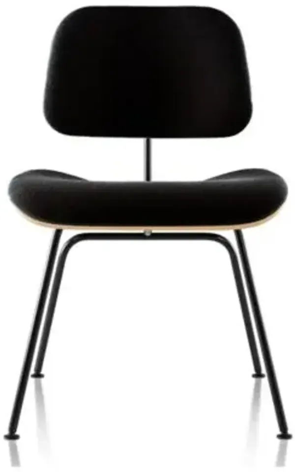 Eames Molded Plywood Dining Chair with Metal Legs, Upholstered