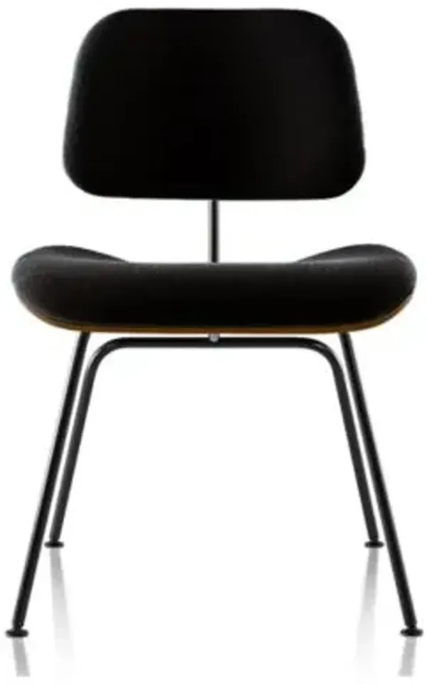 Eames Molded Plywood Dining Chair with Metal Legs, Upholstered