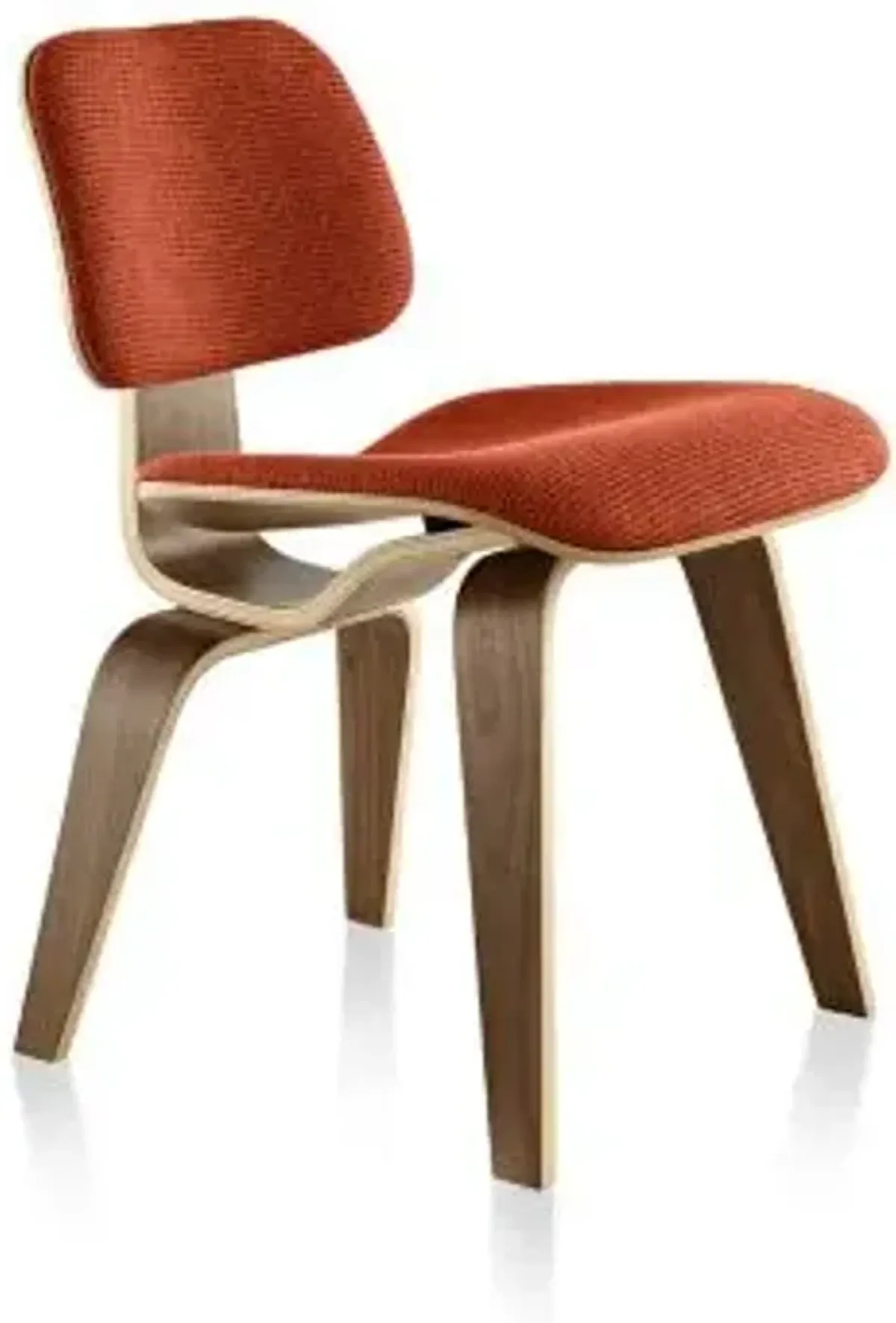 Eames Molded Plywood Dining Chair with Wood Legs, Upholstered