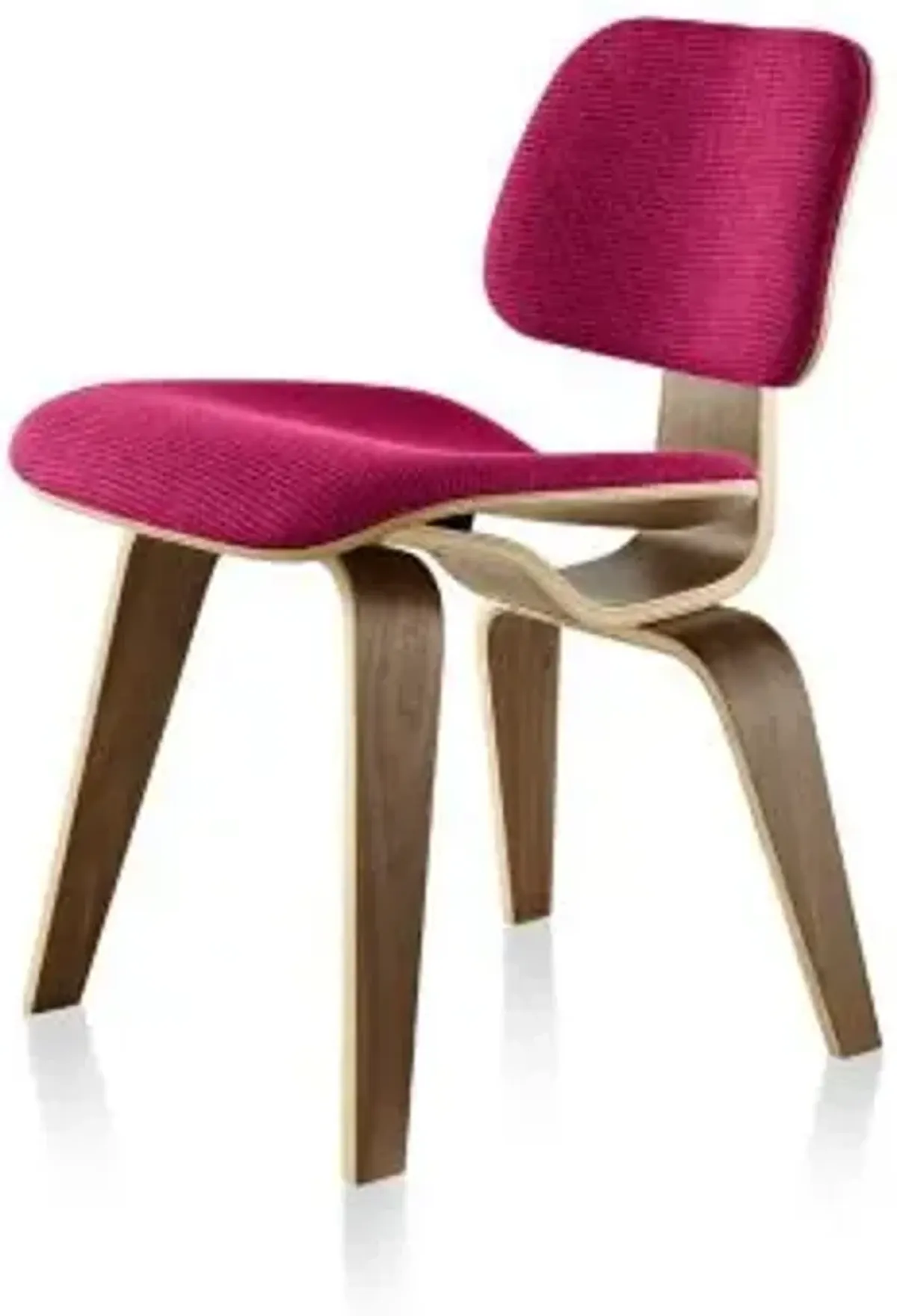 Eames Molded Plywood Dining Chair with Wood Legs, Upholstered