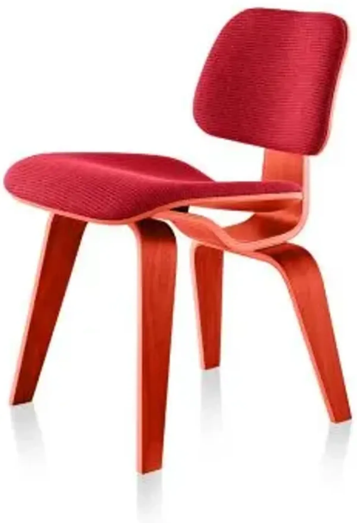 Eames Molded Plywood Dining Chair with Wood Legs, Upholstered