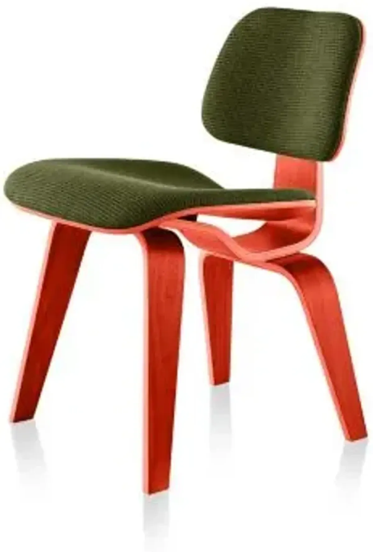 Eames Molded Plywood Dining Chair with Wood Legs, Upholstered