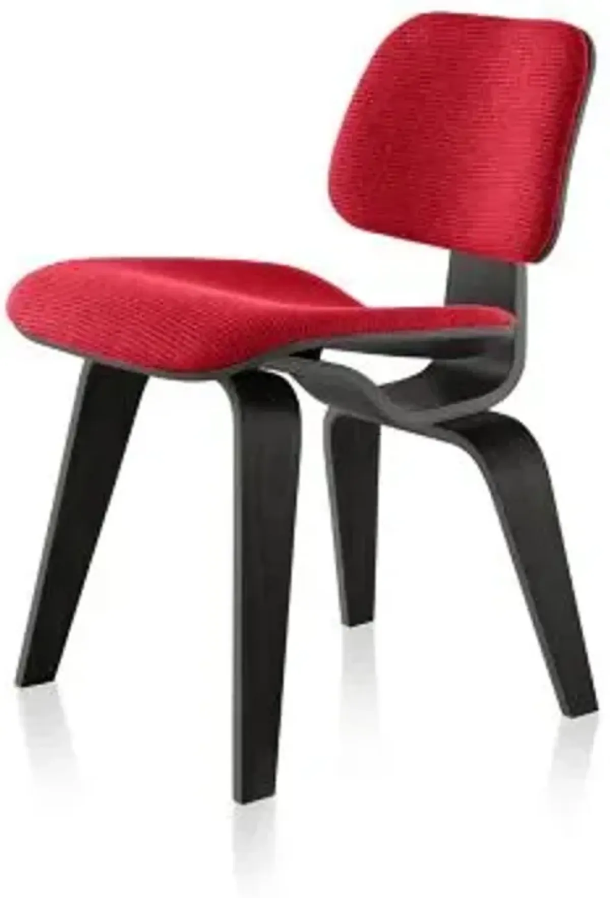 Eames Molded Plywood Dining Chair with Wood Legs, Upholstered