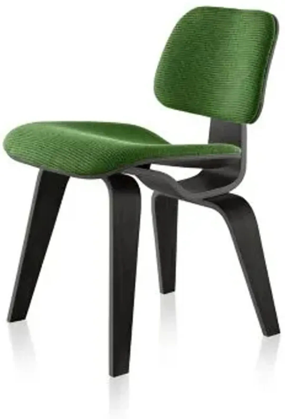 Eames Molded Plywood Dining Chair with Wood Legs, Upholstered