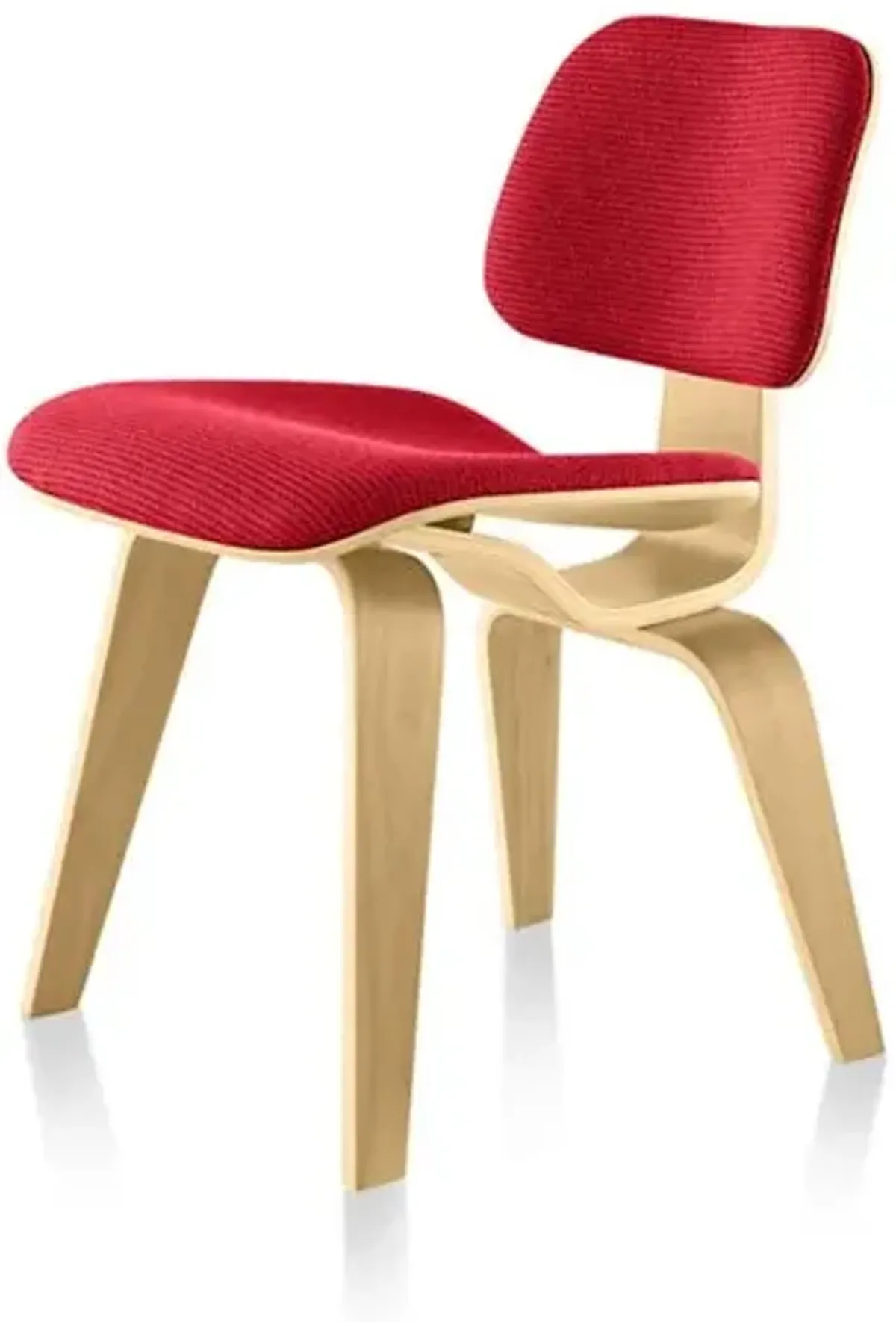 Eames Molded Plywood Dining Chair with Wood Legs, Upholstered