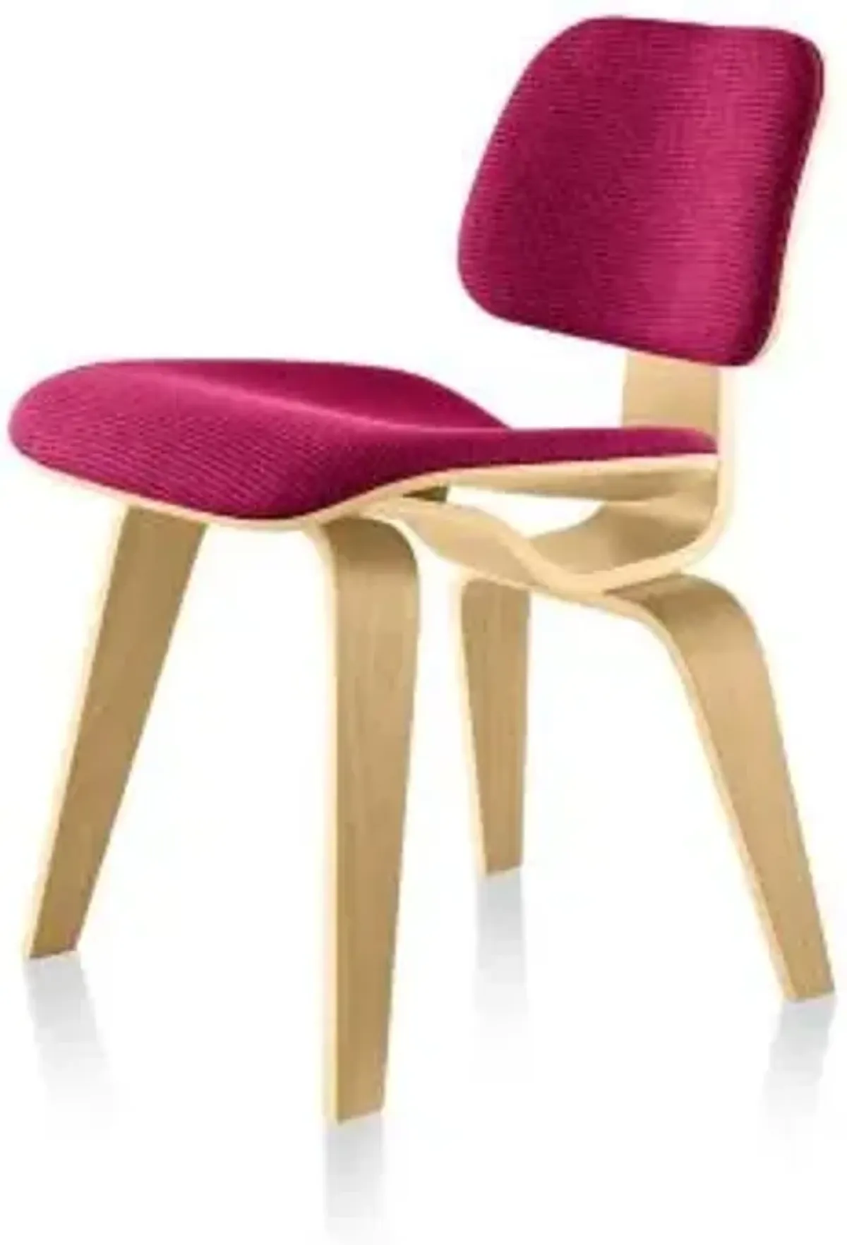 Eames Molded Plywood Dining Chair with Wood Legs, Upholstered