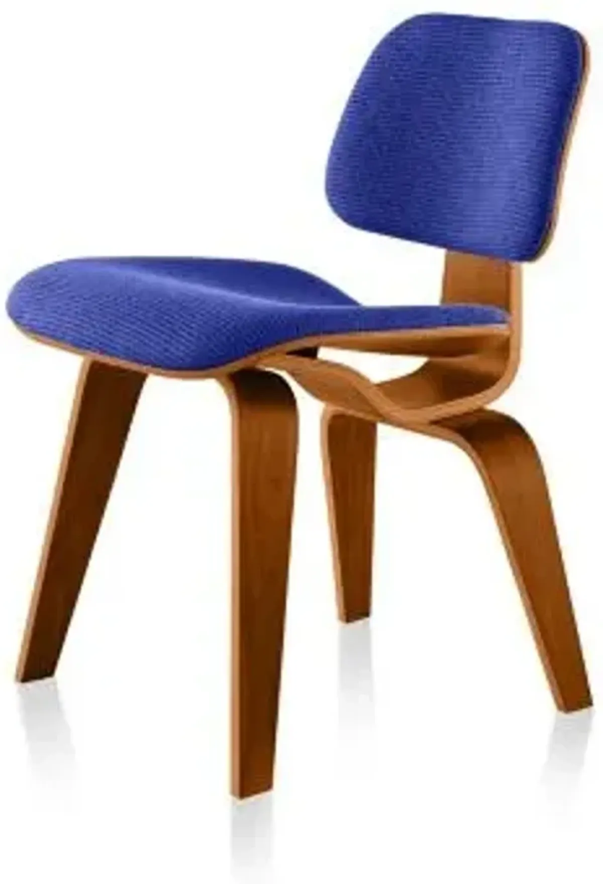 Eames Molded Plywood Dining Chair with Wood Legs, Upholstered