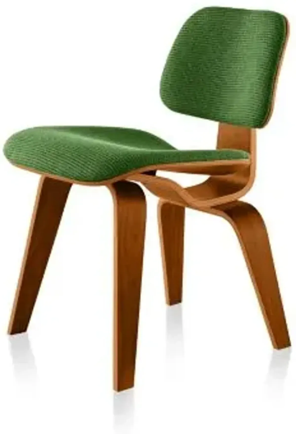 Eames Molded Plywood Dining Chair with Wood Legs, Upholstered