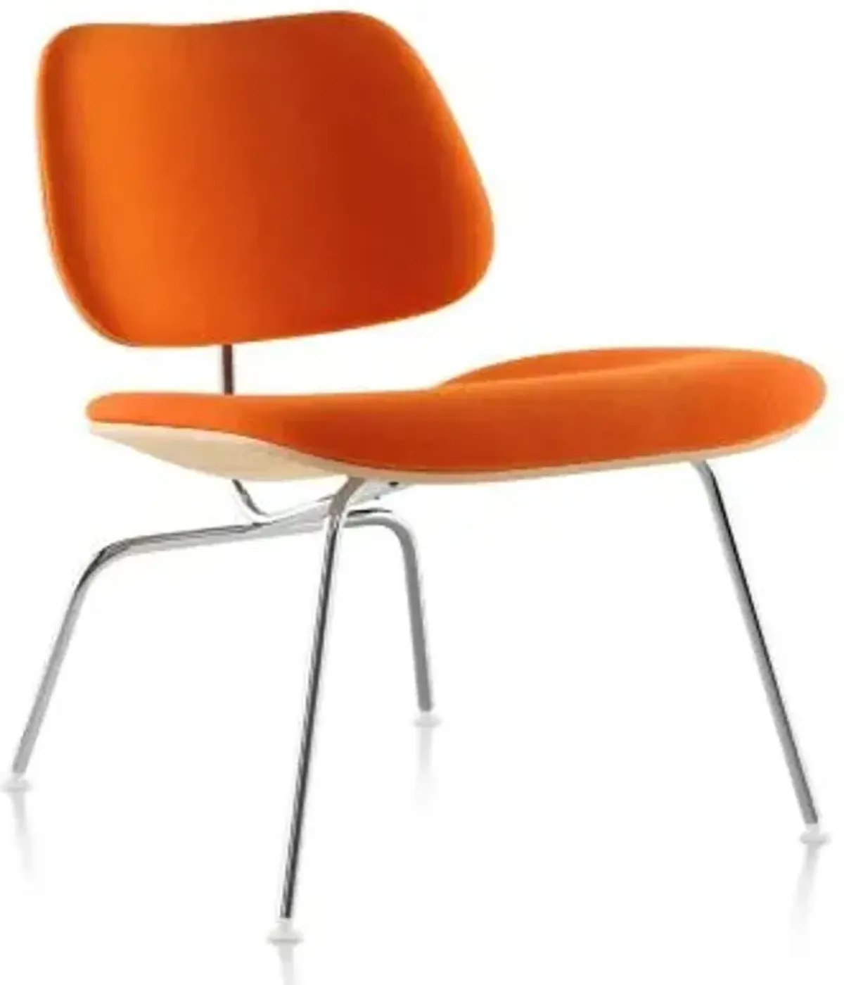 Eames Molded Plywood Lounge Chair with Metal Legs, Upholstered