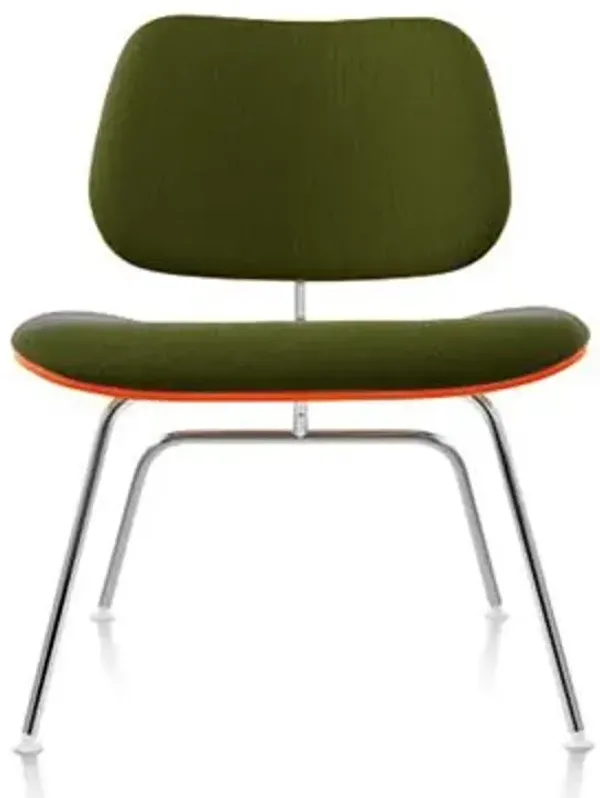 Eames Molded Plywood Lounge Chair with Metal Legs, Upholstered