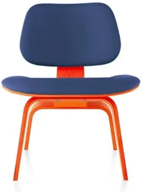 Eames Molded Plywood Lounge Chair with Wood Legs, Upholstered
