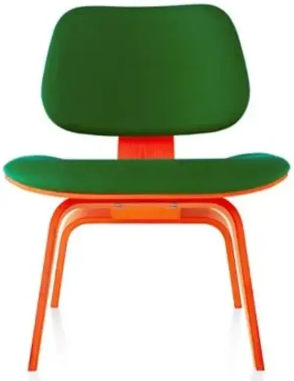 Eames Molded Plywood Lounge Chair with Wood Legs, Upholstered