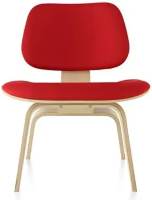 Eames Molded Plywood Lounge Chair with Wood Legs, Upholstered