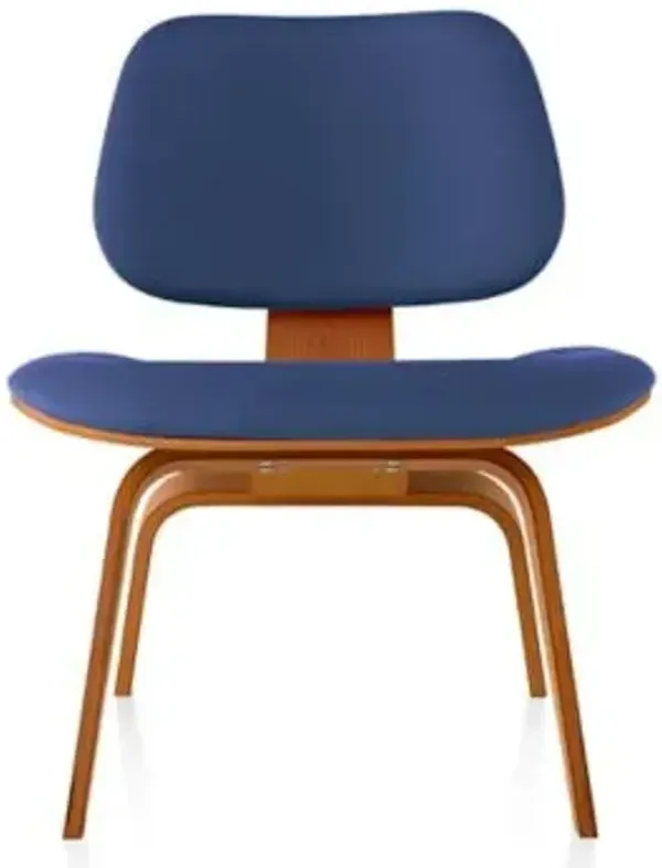 Eames Molded Plywood Lounge Chair with Wood Legs, Upholstered