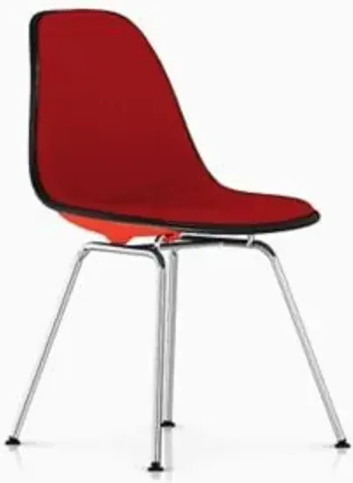 Eames Molded Plastic Side Chair with 4-Leg Base, Upholstered