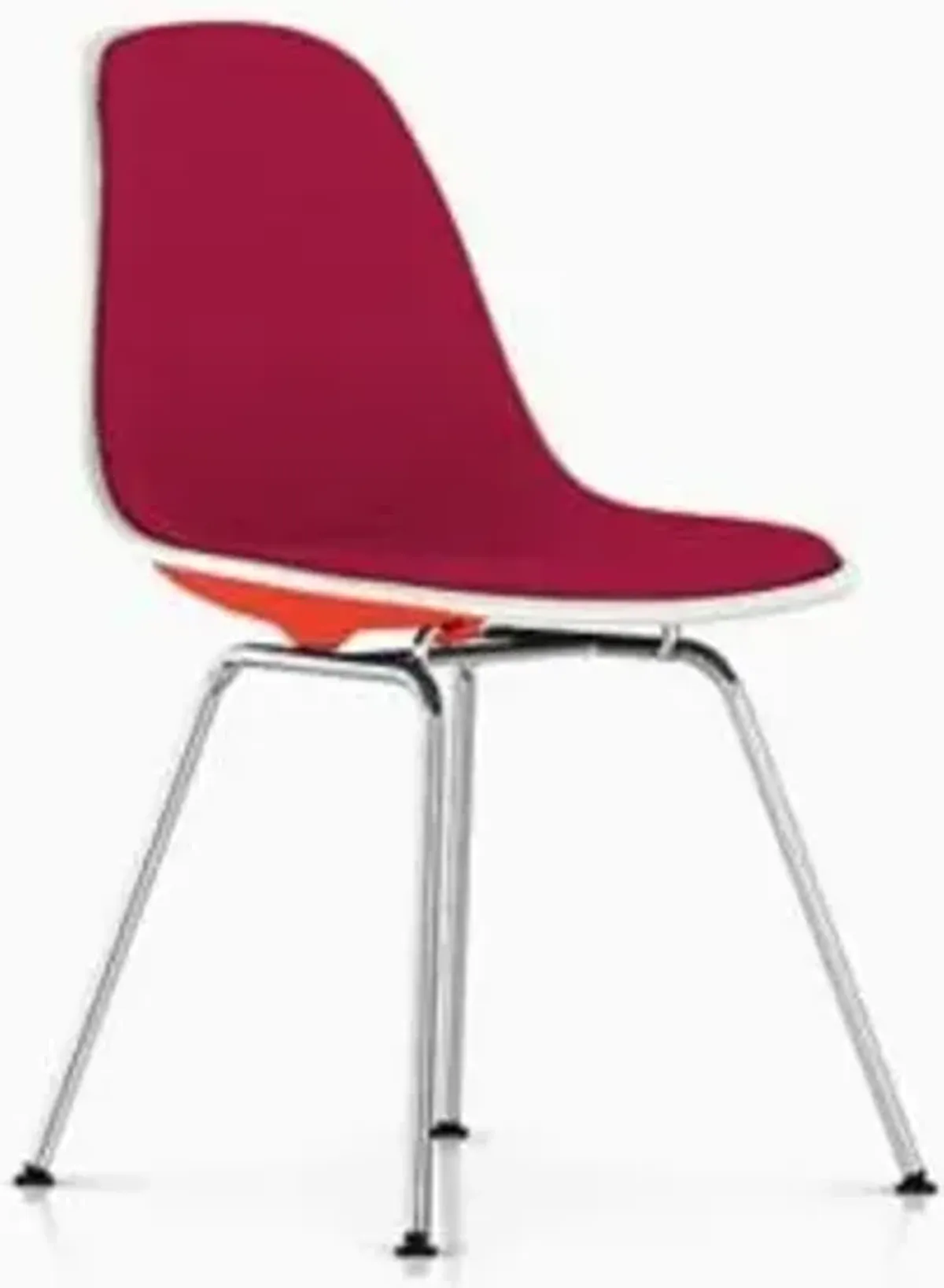Eames Molded Plastic Side Chair with 4-Leg Base, Upholstered