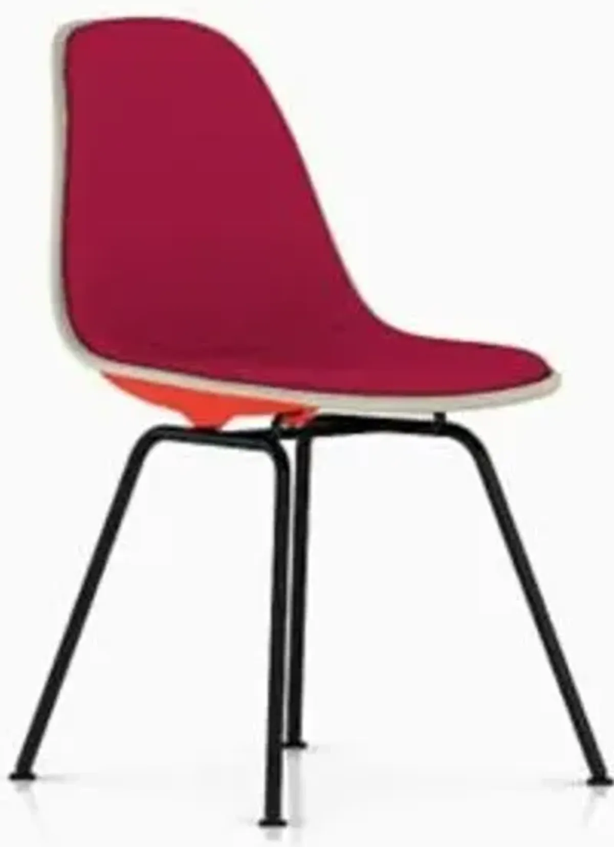 Eames Molded Plastic Side Chair with 4-Leg Base, Upholstered