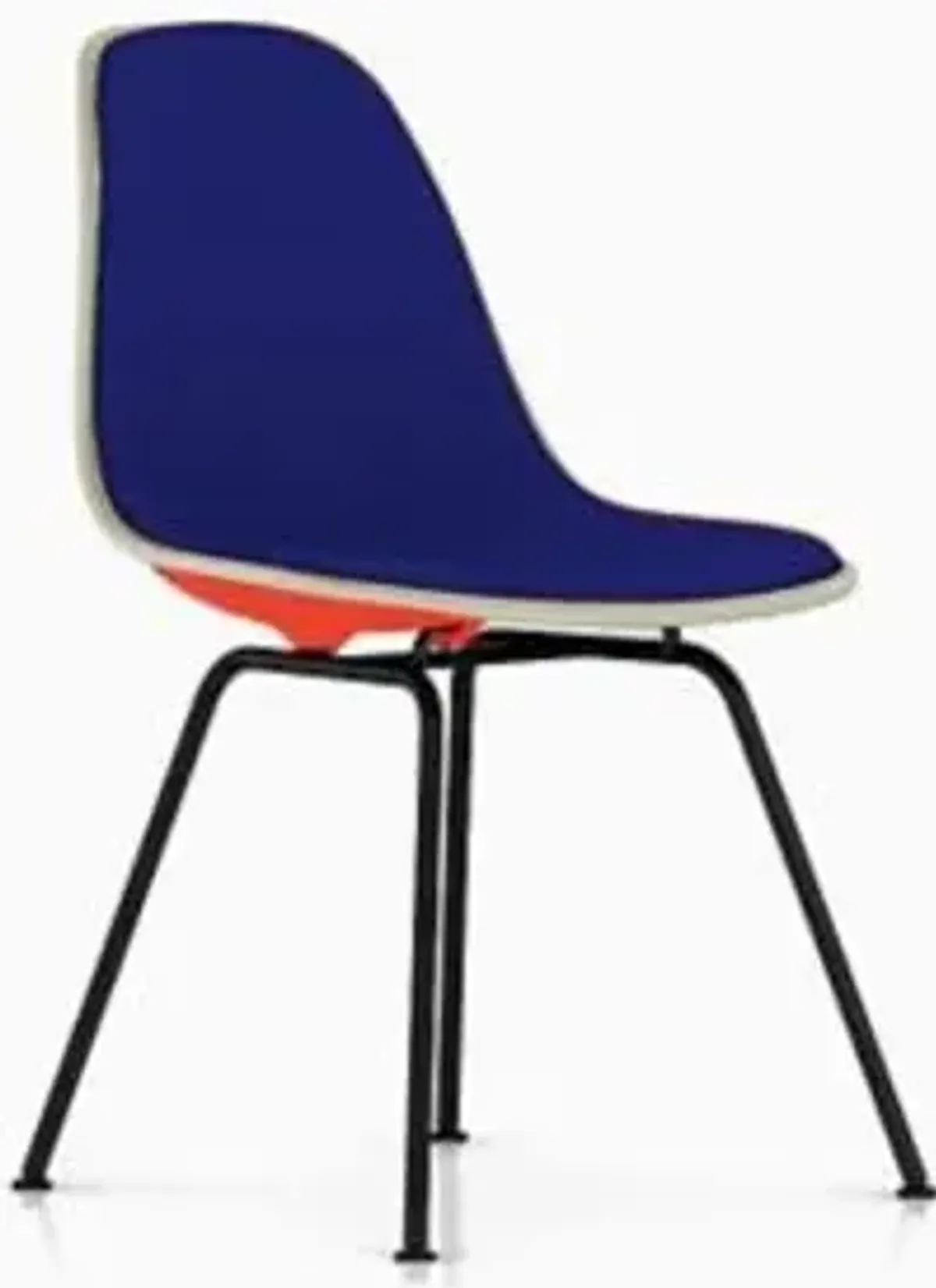 Eames Molded Plastic Side Chair with 4-Leg Base, Upholstered