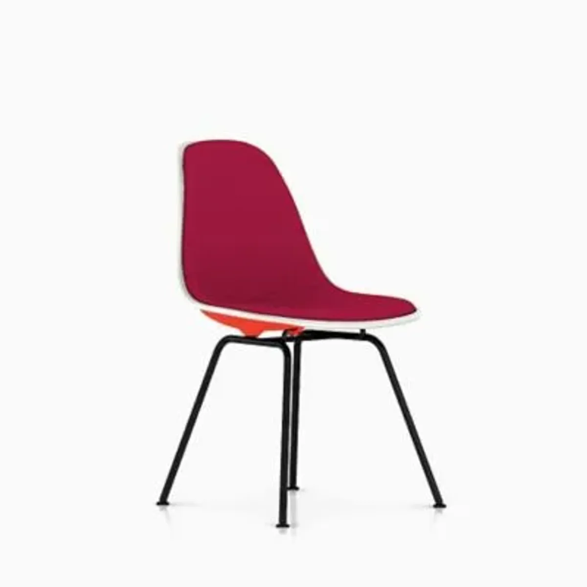 Eames Molded Plastic Side Chair with 4-Leg Base, Upholstered