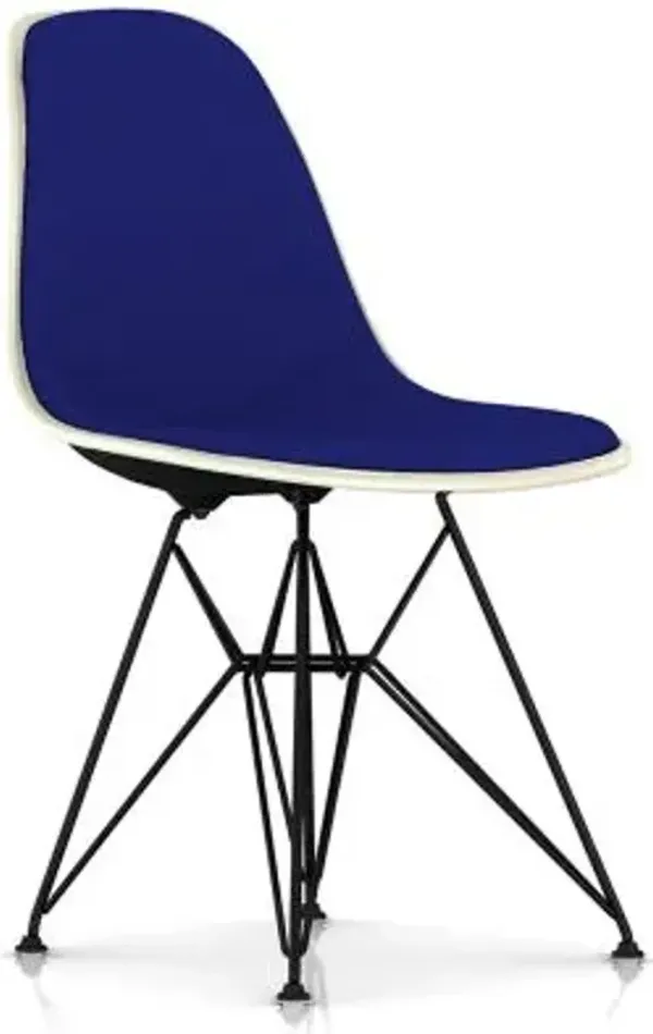 Eames Molded Plastic Side Chair with Wire Base, Upholstered