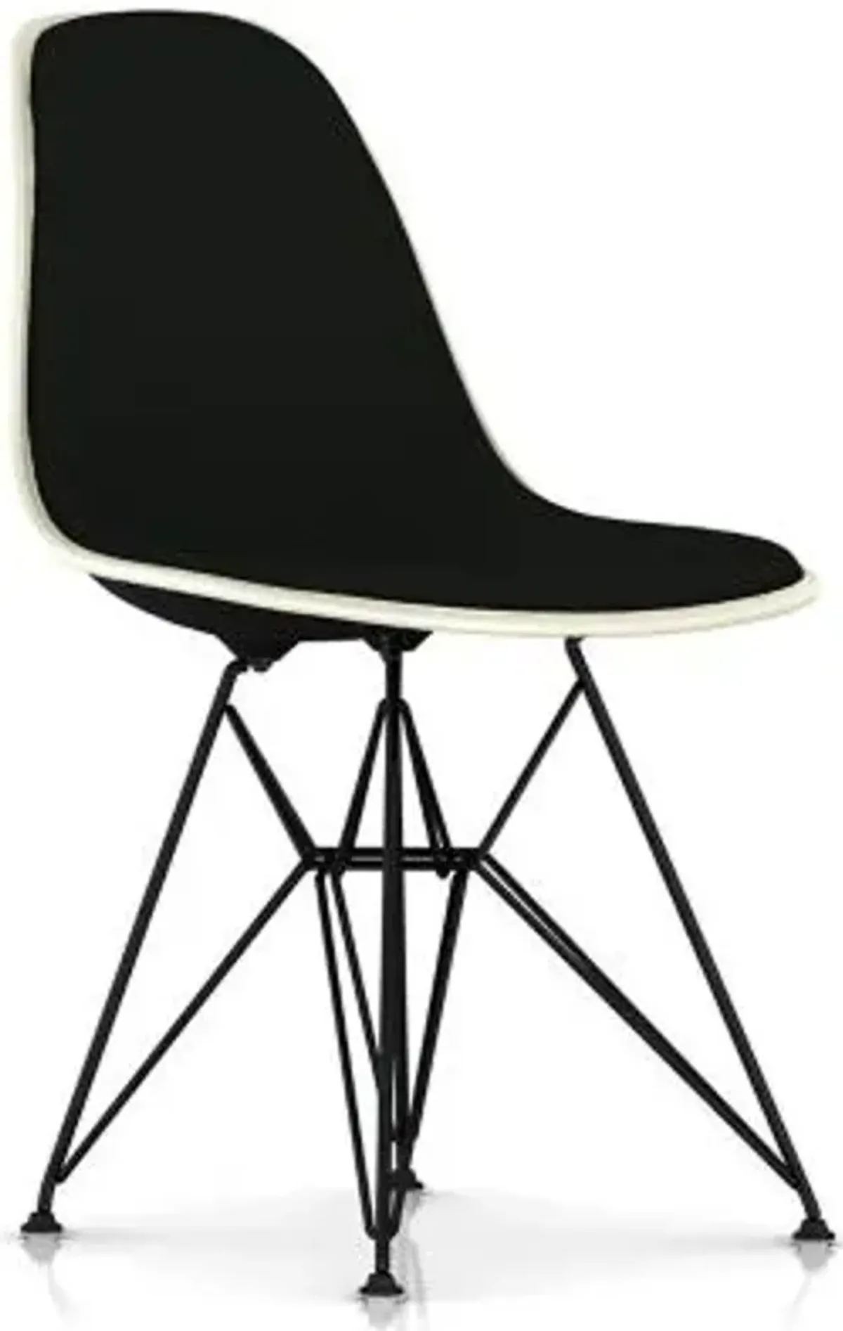 Eames Molded Plastic Side Chair with Wire Base, Upholstered