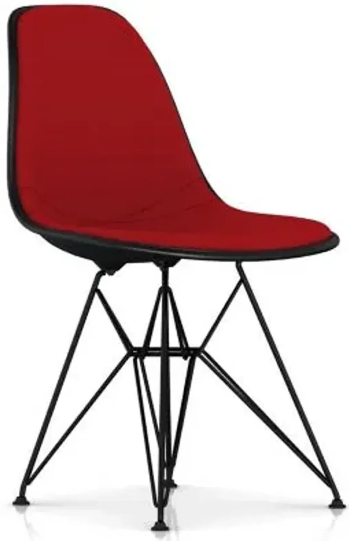 Eames Molded Plastic Side Chair with Wire Base, Upholstered