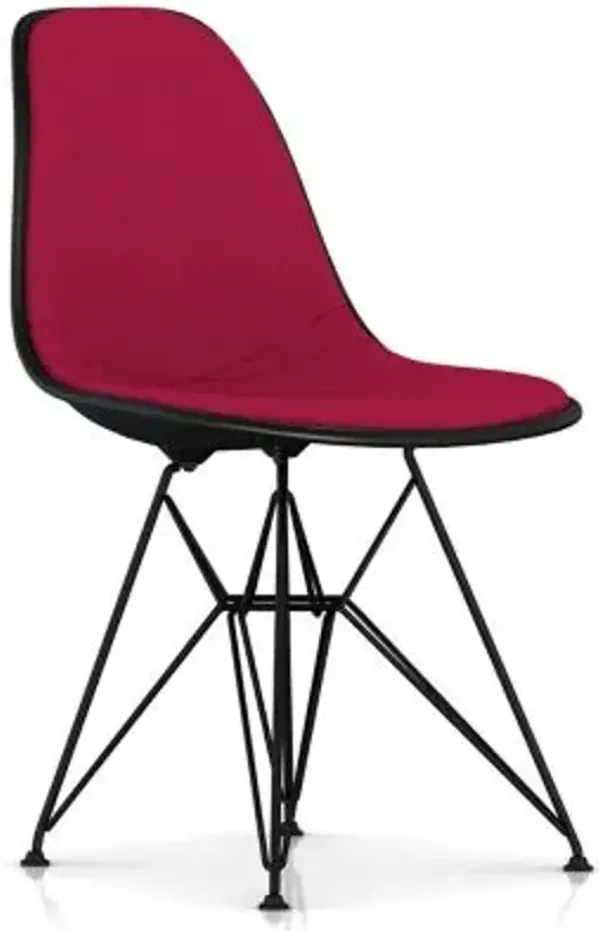 Eames Molded Plastic Side Chair with Wire Base, Upholstered