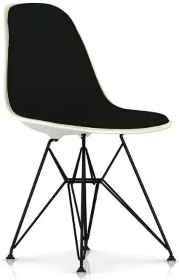 Eames Molded Plastic Side Chair with Wire Base, Upholstered