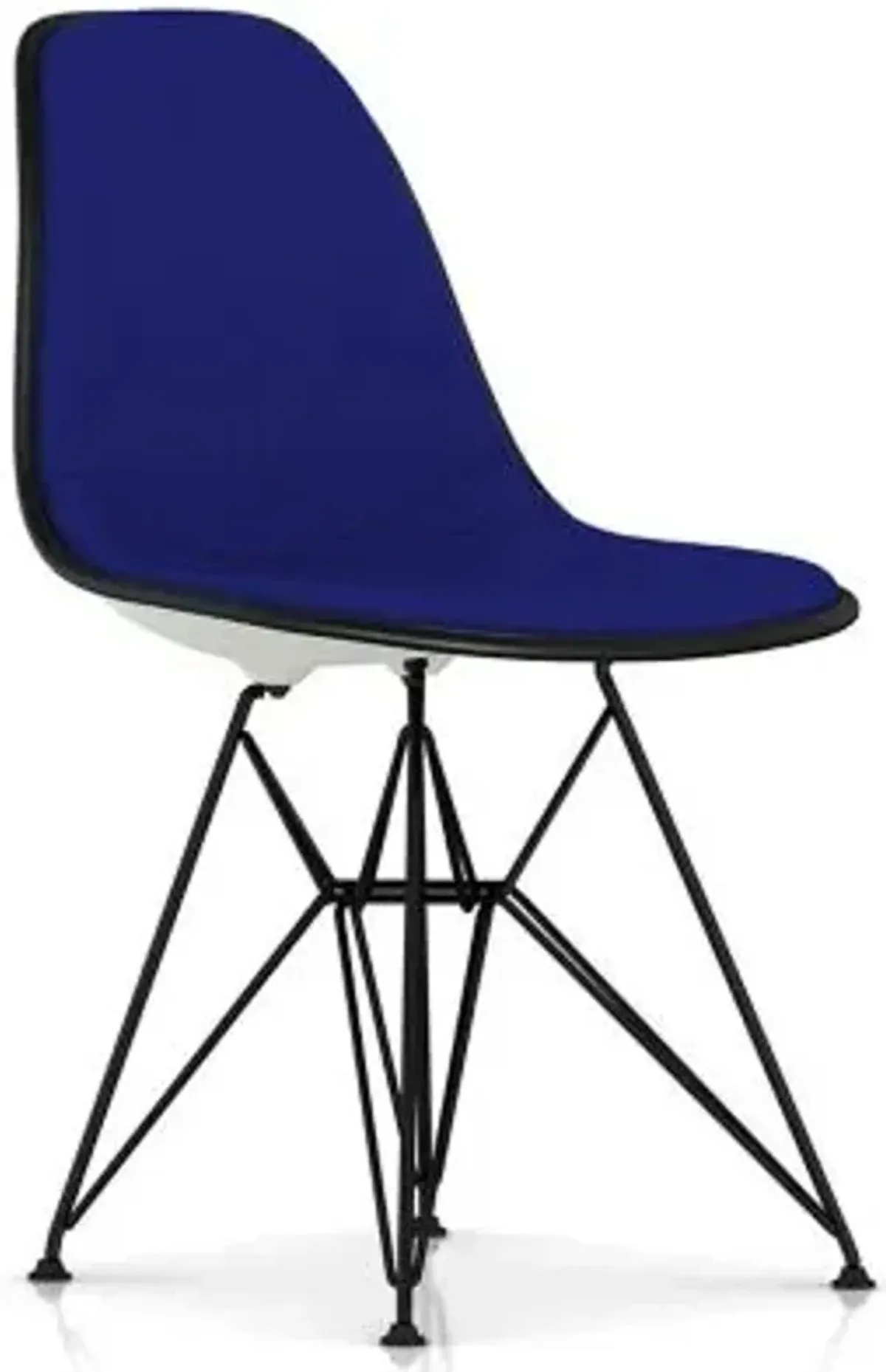 Eames Molded Plastic Side Chair with Wire Base, Upholstered