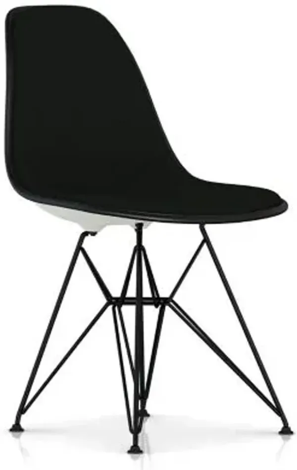 Eames Molded Plastic Side Chair with Wire Base, Upholstered