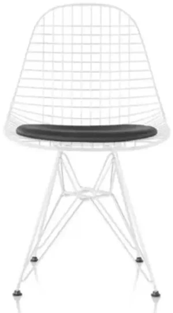 Eames Wire Chair with Leather Seat/Wire Back