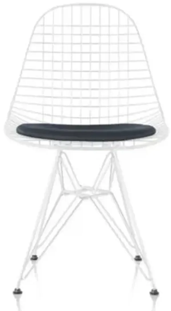 Eames Wire Chair with Leather Seat/Wire Back