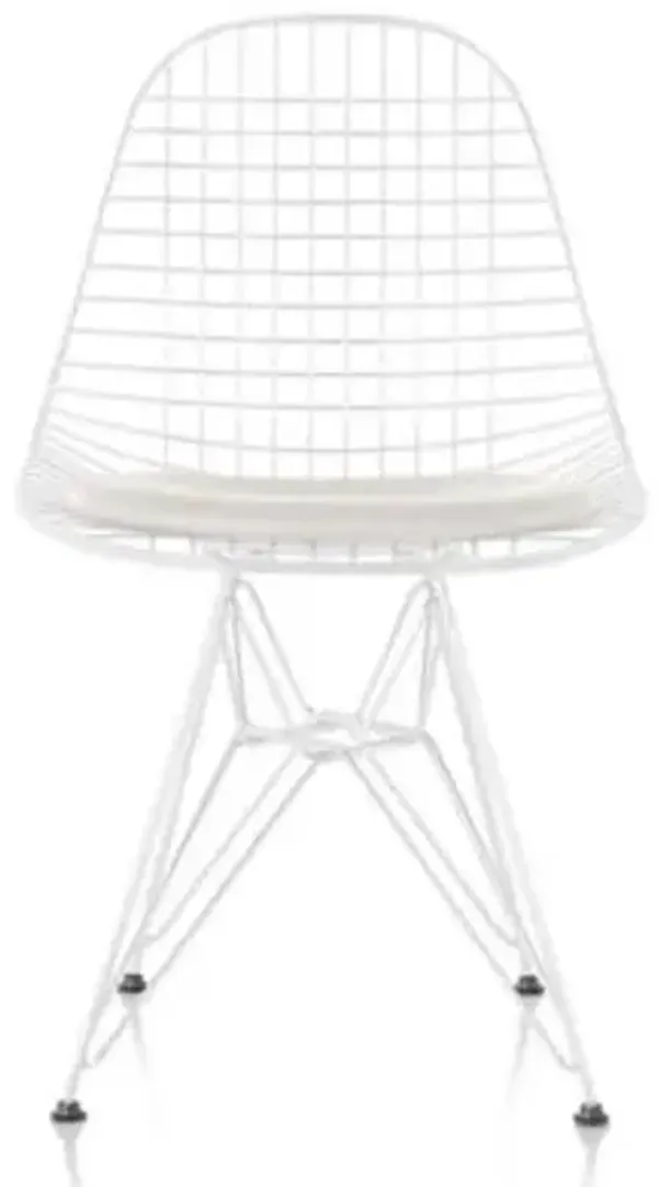 Eames Wire Chair with Leather Seat/Wire Back