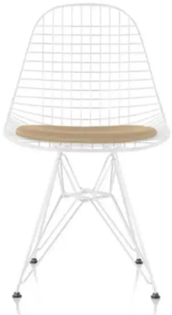 Eames Wire Chair with Leather Seat/Wire Back