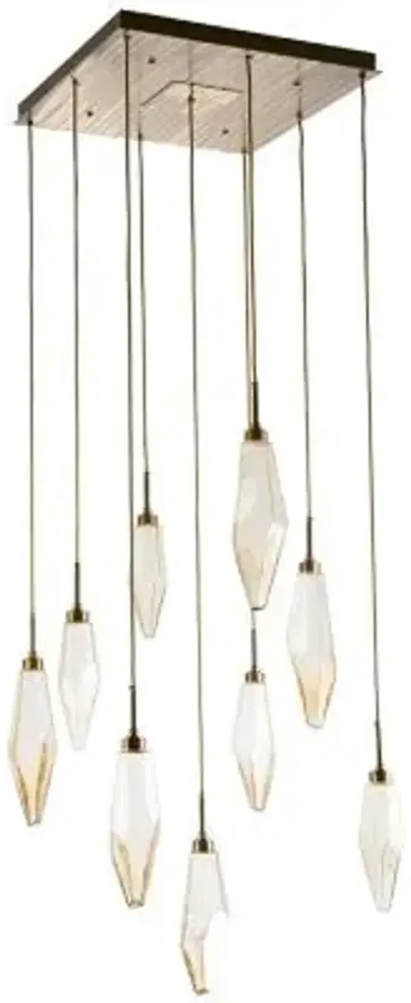 Rock Crystal Square Multi Light Pendant