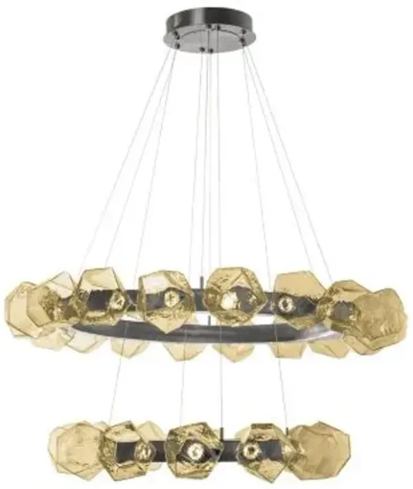 Gem Radial Ring Two-Tier LED Chandelier