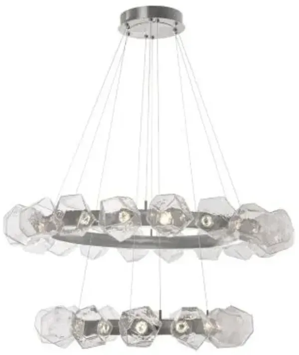 Gem Radial Ring Two-Tier LED Chandelier