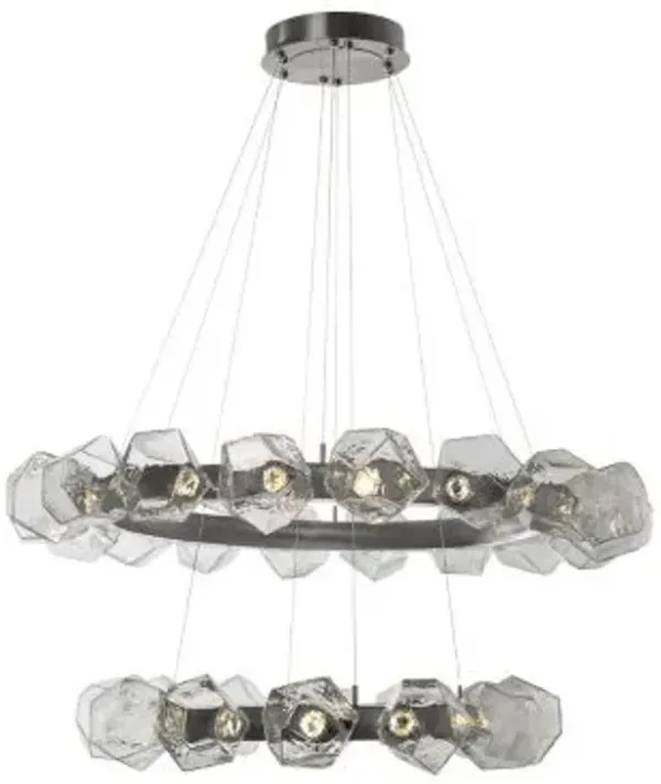 Gem Radial Ring Two-Tier LED Chandelier